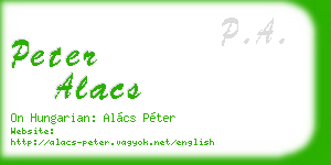 peter alacs business card